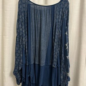 free people jersey embroidered long sleeve tunic